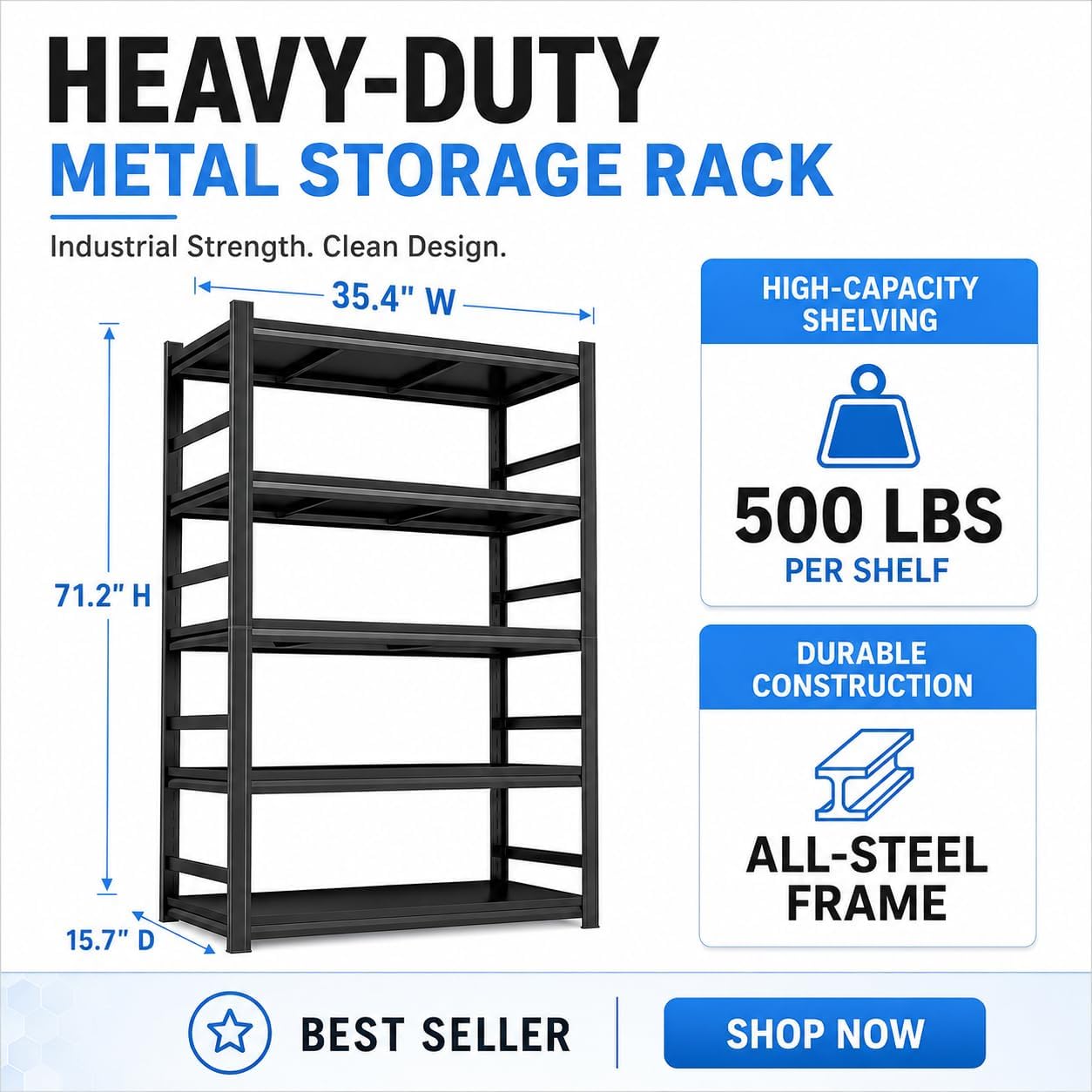 Heavy Duty Over Washer and Dryer Storage Shelf, 4 Tier Adjustable Metal Laundry Room Organizer, Freestanding Utility Shelving Rack, Rust Resistant Steel Storage Shelf, Black, 19.7"Wx 13.8"Dx 44.1"H