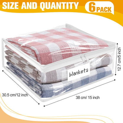 Plastic Storage Bags with Easy-Glide Zipper, Pack of 8, Durable Clear Vinyl Zippered Storage Bags for Clothes Sweaters Comforters Blankets Sheets Bedding (15.7 x 13.8 x 3.9 Inch, White)