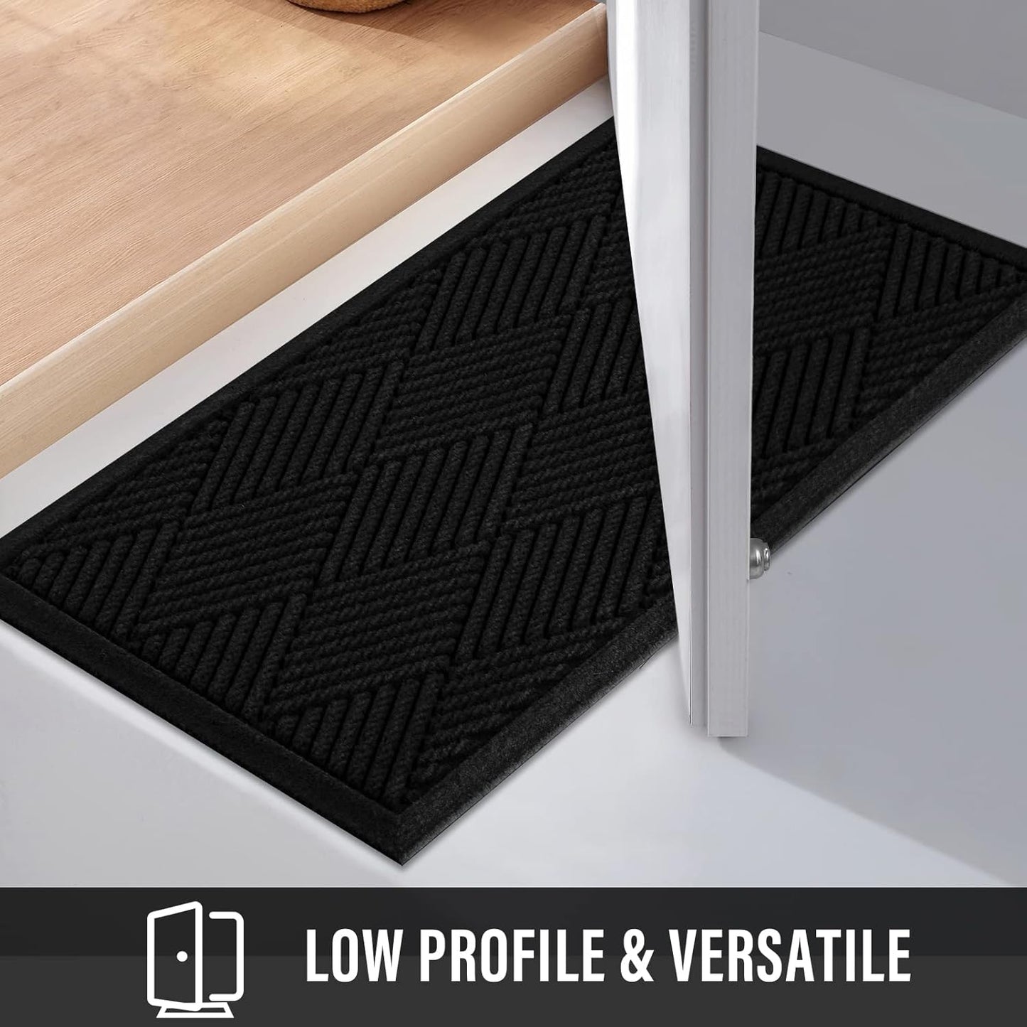 HIYARD Sturdy Front Door Mat, Absorbent Muddy Dirt Resist Welcome Door Mats Outdoor Indoor, Stain and Fade Resistant, Non-Slip Rubber Backing Low Profile Doormat for Entryway, 30×17, Beige