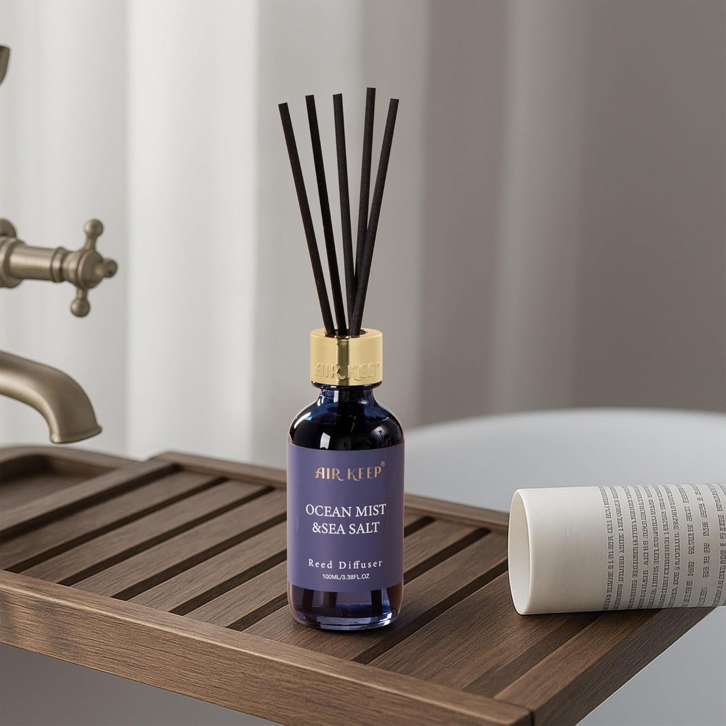 Airkeep Reed Diffuser Oil Set with Reed Sticks,Vanilla Aromatherapy Oil Scent Diffuser for Home Office Bathroom Decoration Perfume and Gifts 3.38 oz/100ml