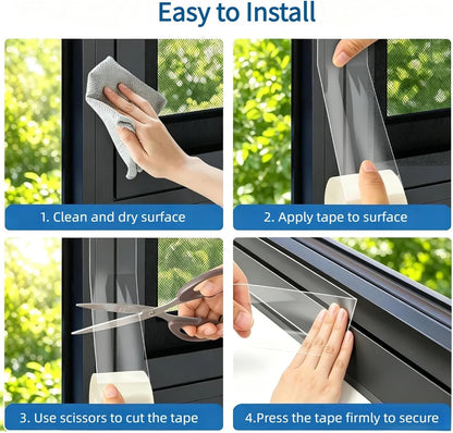 Litaibai Clear Window Sealing Tape for Window AC Units, 20 Mil, 2" x 33 ft | Clear 20 mil removable tape for windows, doors and portable AC units; helps block drafts, dust and air leaks