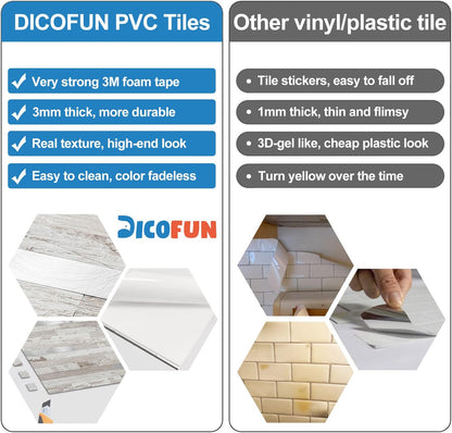 DICOFUN 10-Sheet Peel and Stick Backsplash Wall Tile, PVC Kitchen Backsplash Peel and Stick in Sandstone, 9.4 sq.ft