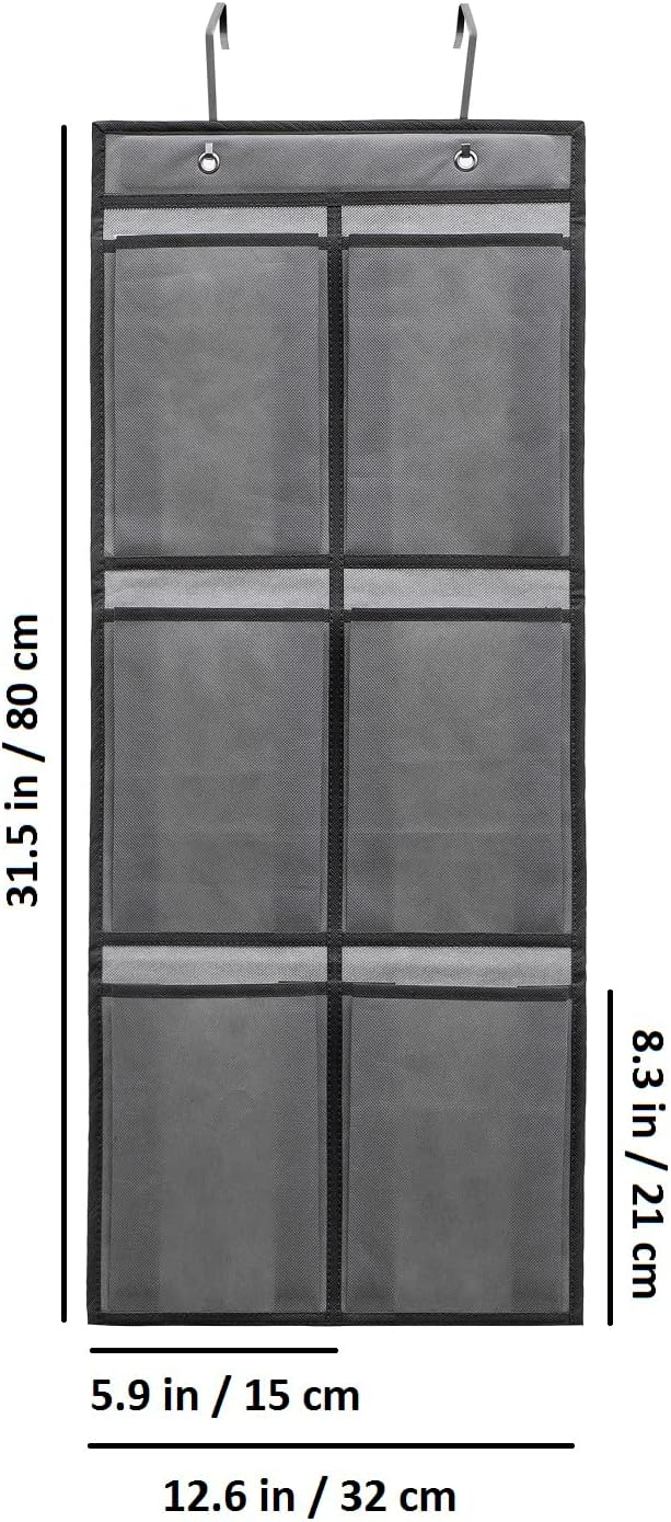 2 Packs Over The Door Hanging Closet Shoes Holder Organizer Shoe Storage Shoe Rack with 6 Pockets (Clear PVC Pockets)