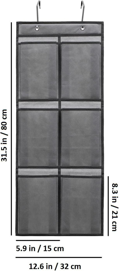 2 Packs Over The Door Hanging Closet Shoes Holder Organizer Shoe Storage Shoe Rack with 6 Pockets (Clear PVC Pockets)