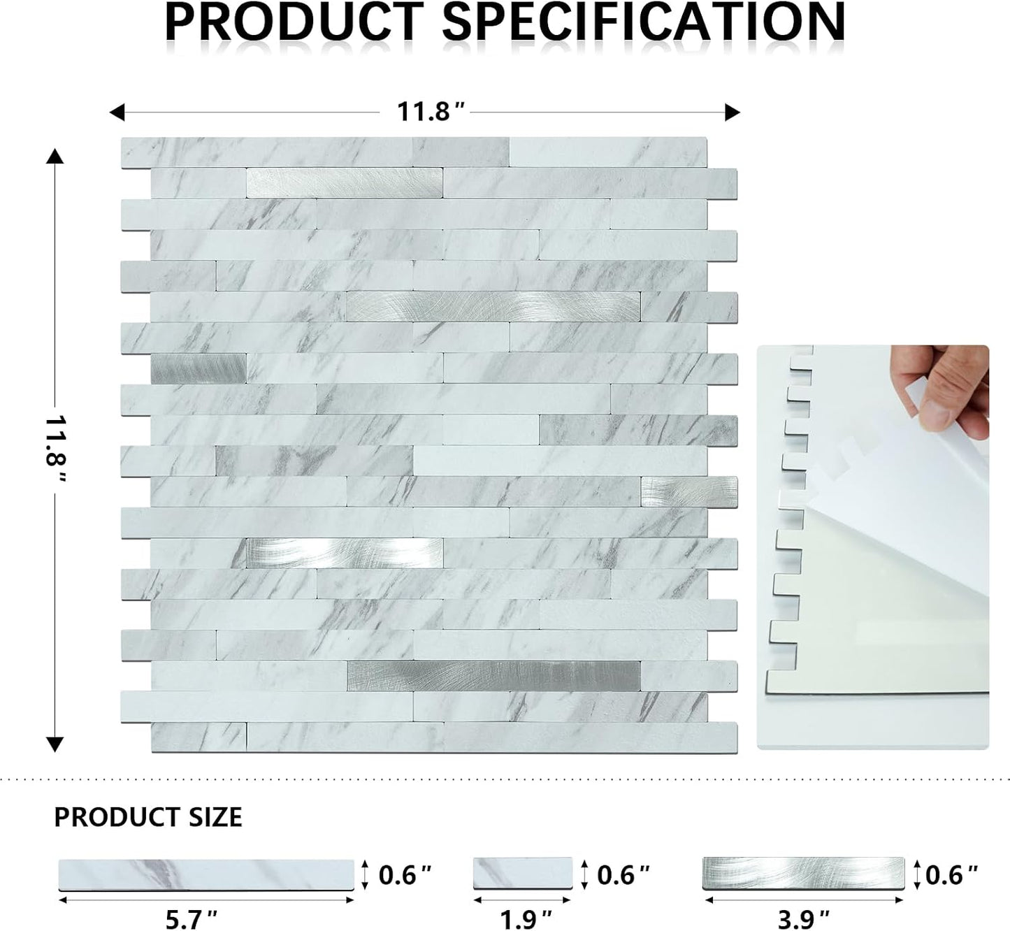 Midcard 10 Sheets Peel and Stick Backsplash PVC Wall Tile,for Kitchen Backsplash
