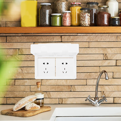 iplusmile Weatherproof Outdoor Outlet Cover 7.48"x4.52"x1.77" – Rainproof Adhesive Socket Box for Garden Patio, Childproof Plug Guard for Babies