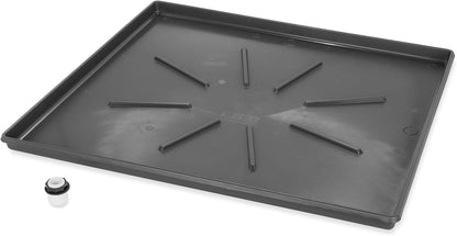 Camco Washing Machine Drain Pan - Features a Durable Plastic Construction, 1-inch/1.5-inch PVC Drain Fitting, and Measures 30-inches (L) x 32-inches (W) x 2 ½-inches (H) (OD) (20750)