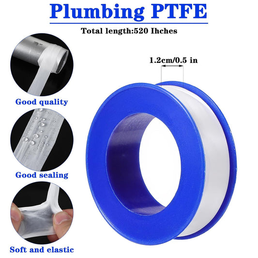 150 Rolls Plumbers Tape, 1/2 Inch(W) X 394 Inches(L) Pipe Sealing & Plumbing Thread Tape, PTFE Water Sealant Seal Tapes for Shower Head, Pipe Reparing, Thread (White)