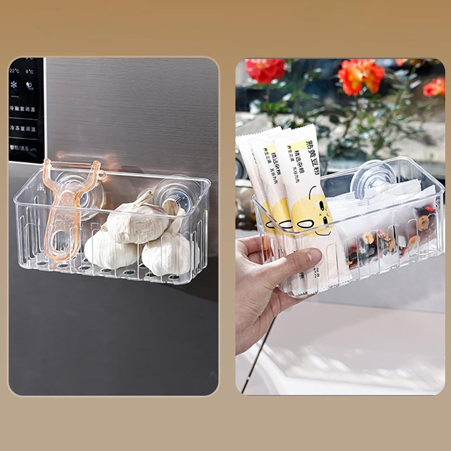 Multifunctional suction cup sink organizer for sponge dinnerware cloth with quick drying design and space saving sink organizer