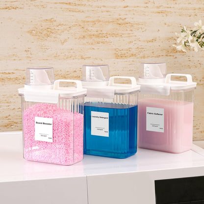 60OZ Liquid Laundry Detergent Dispenser, Laundry Soap Dispenser, Clear Plastic Fabric Softener Holder and Container, Laundry Room Organization and Storage, 2 Pack