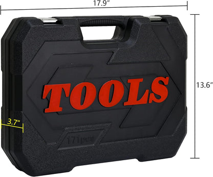 899PCS Tool Set, Household Tool Kit with Rolling Tool Box, Complete Tool Box Set Hand Tool Set with Tool Box, Mechanic Tool Set Rolling Tool Set for Home/Auto Repair Tool Set (Black)