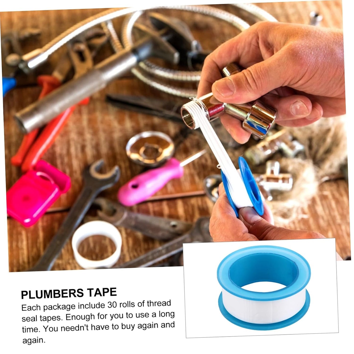 Alipis 30 Pcs Waterproof Thread Seal Tape PTFE Plumbers Tape for Leak Repair High Temperature Resistant Suitable for Plumbing and Water Pipe Sealing