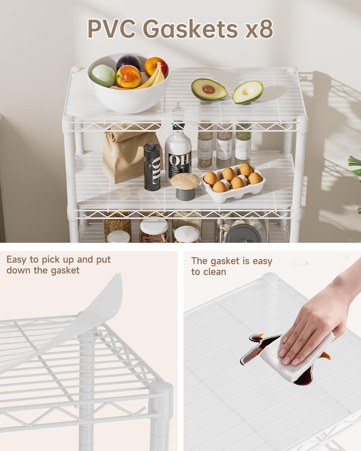 Golpart 4 Tier Adjustable Storage Shelves Metal Utility Shelf Wire Shelving Unit Organizer Rack for Home Kitchen Office Bathroom Pantry Room 12" D x 18" W x 44" H