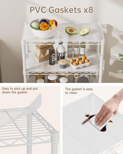 Golpart 4 Tier Adjustable Storage Shelves Metal Utility Shelf Wire Shelving Unit Organizer Rack for Home Kitchen Office Bathroom Pantry Room 12" D x 18" W x 44" H