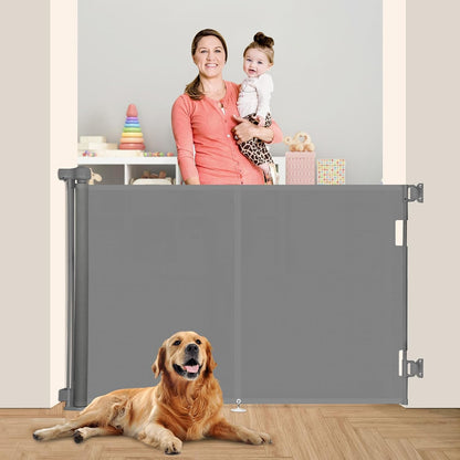 Miumoon 71 inch Retractable Baby Gates 42 inch Tall, Retractable Gate with Reinforced Strip Design to Prevent Crawling Through, 6 FT Retractable Dog Gate for Stairs, Doorways, Hallways, Indoor/Outdoor