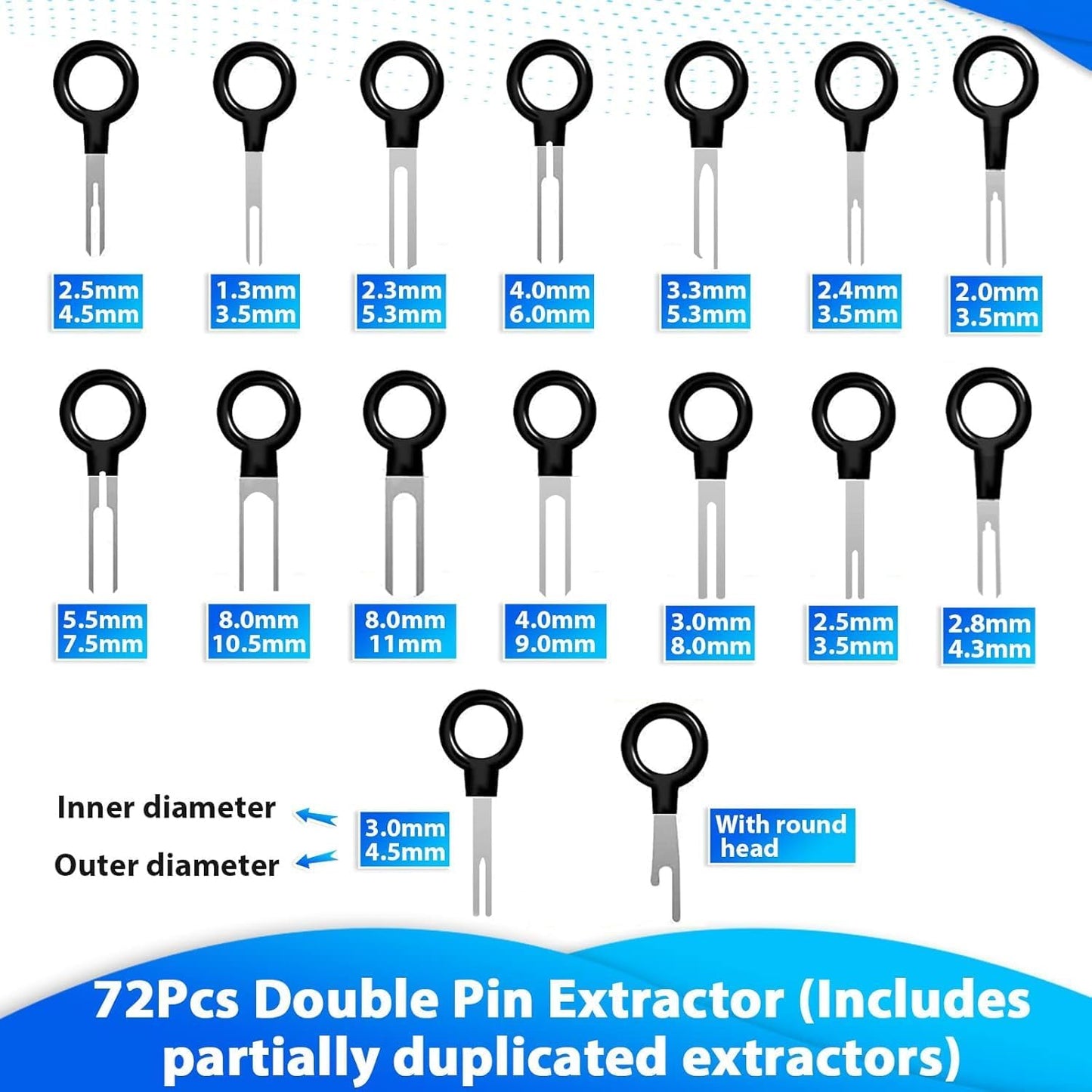 Terminal Pin Removal Tool Kit 82 Pcs Depinning Electrical Connector Pin Extractor Tool Set Wire Terminal Release for Automotive Car Household Devices - Black
