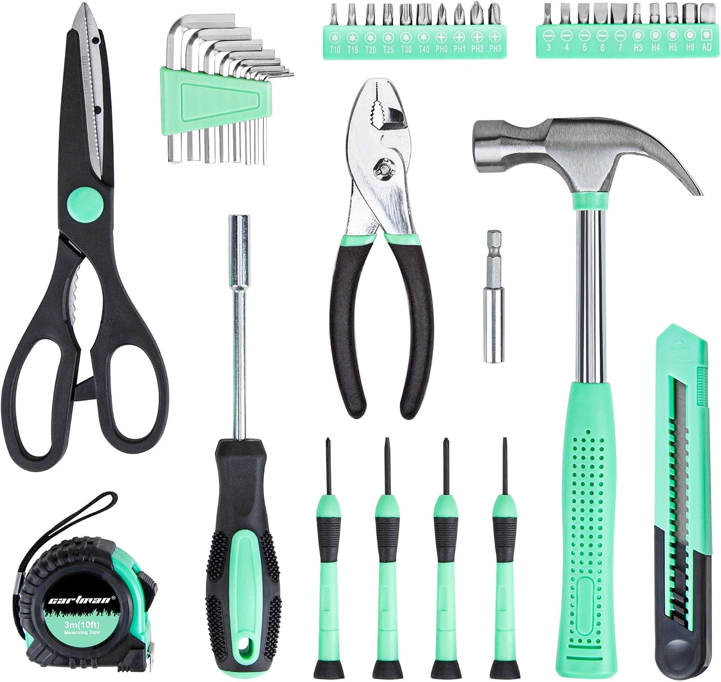CARTMAN 39-Piece Household Tool Set, Orange Hand Kit With Storage Case | Complete assortment for home repairs, DIY projects, furniture setup, crafting, and daily household fixes in toolbox.