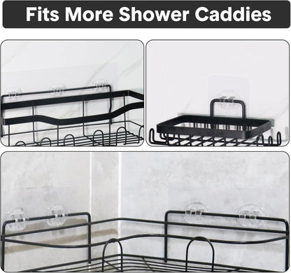 14 Pack Shower Caddy Adhesive Replacement, Transparent Strong Adhesive Hooks, No Drilling, Waterproof Wall Hooks for Shower Caddy, Bathroom Storage Shelves and Kitchen Racks