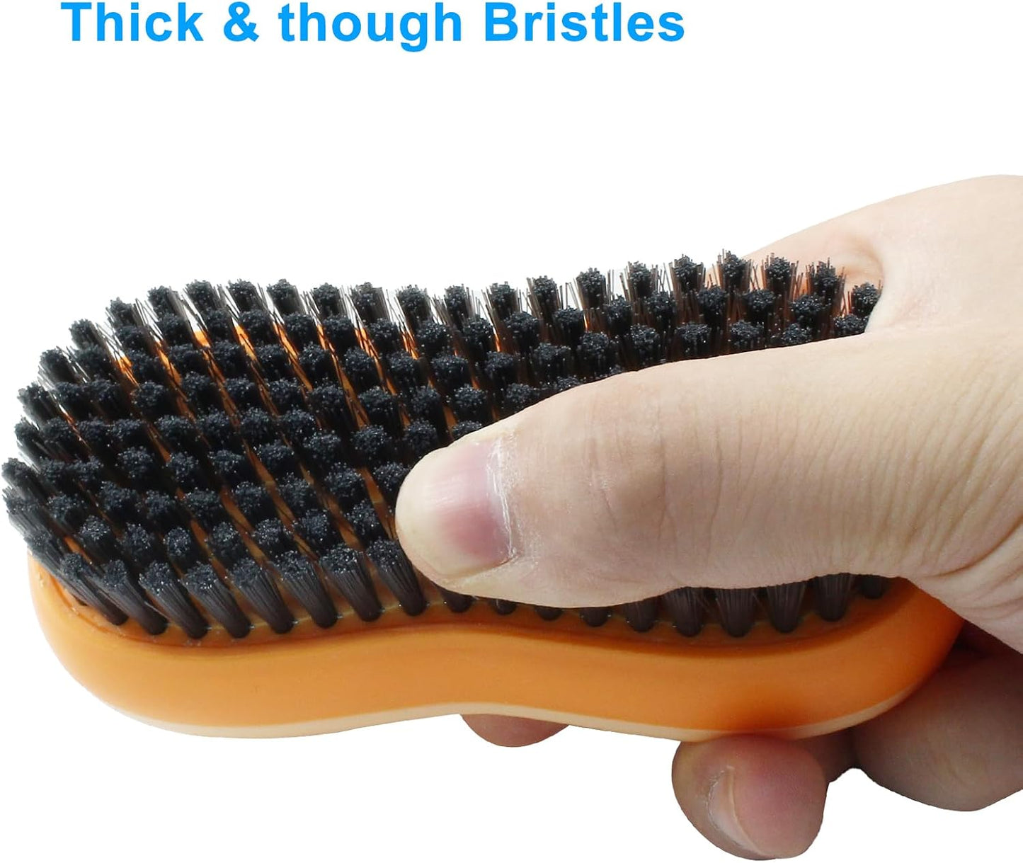 Hitefu 2 Pack Double Sided Laundry Stain Brush with Silicone Surface, Soft Bristle Scrub Brush for Shoes, Clothes, Underwhere & Fabric Cleaning (Blue & Orange)