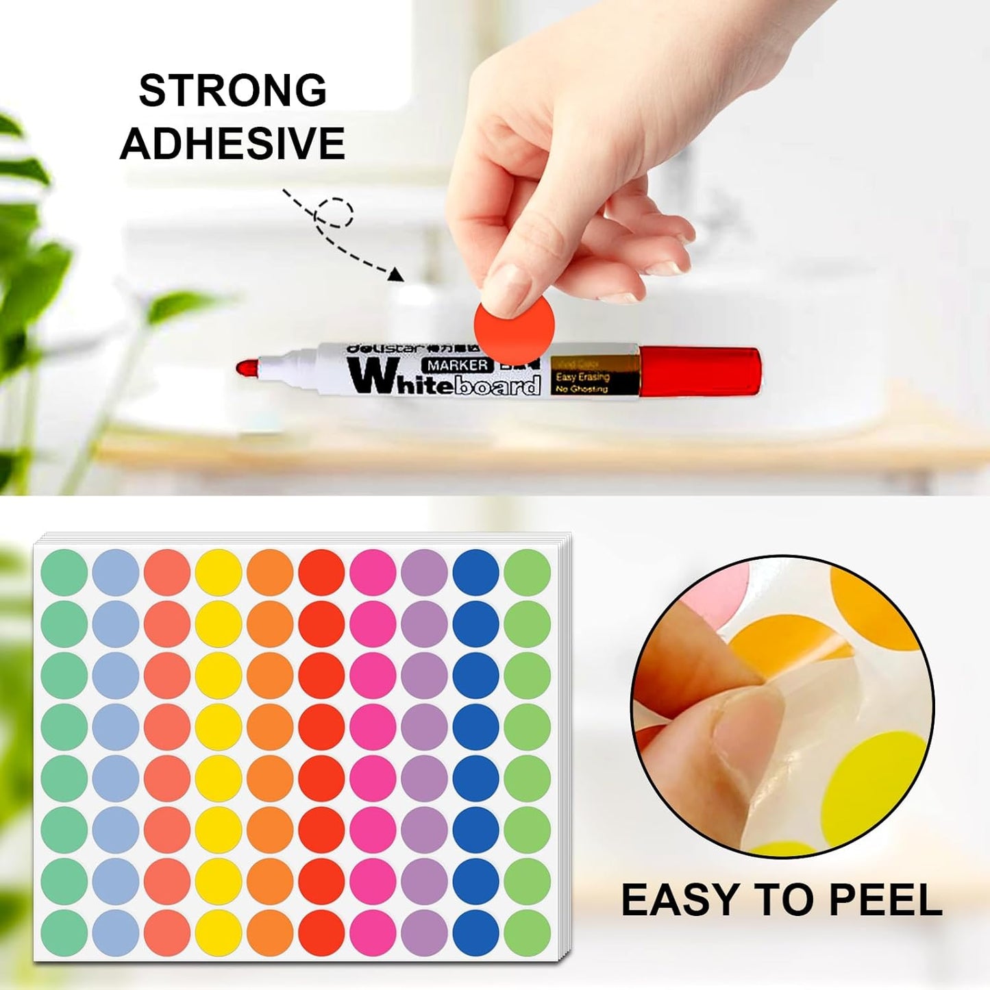 Misofuki 16 Rolls 960 Pcs 1"x4.5" Color Coded Moving Labels Stickers for Boxes with 4 Bedroom Labels - Can Stick on Furniture Directly, NOT Recommended for Rough Surfaces, Such as Carton