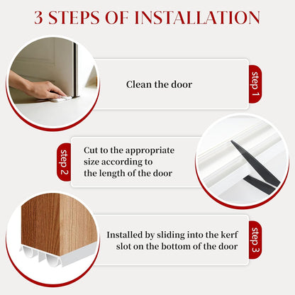 2 Pcs 36" Double Bubble Kerf Door Sweep, 1-3/4" Wide Weatherstrip Seal for Exterior Doors, Draft Stopper for Energy Saving, Windproof & Dustproof Door Bottom Seal
