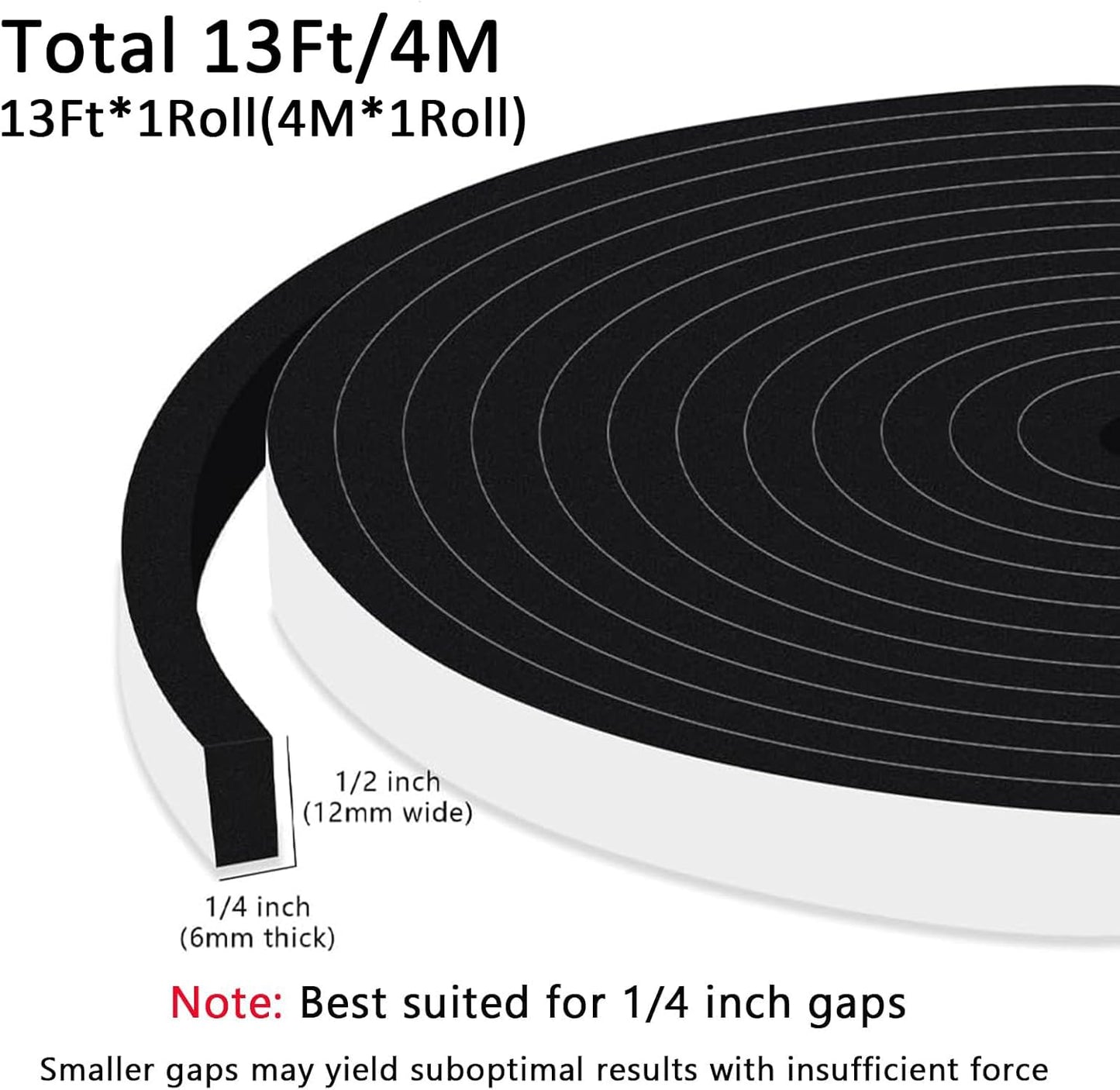 Upgraded Strong Adhesive Foam Weather Stripping Door Seal Insulation Tape for Insulating Door,Window, Air Conditioner Noise-Reduction Self Adhesive Sealing Weatherstrip (1 in x 1/2 in x 10 Ft) - Colors B