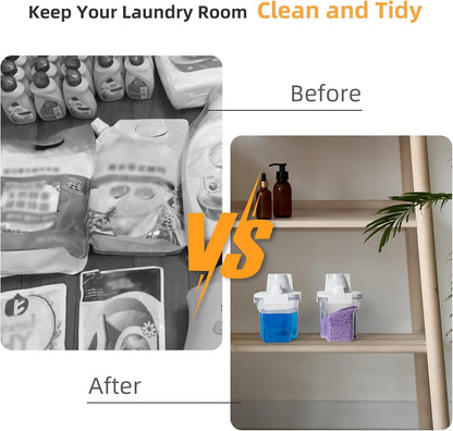 G2 GO2GETHER Laundry Detergent Container,2Pack -68oz Laundry Detergent Dispenser with 5 labels for Laundry Room, Laundry Scent Beads, Powder,Bleach,Soap,Fabric Softener Storage and Organization.