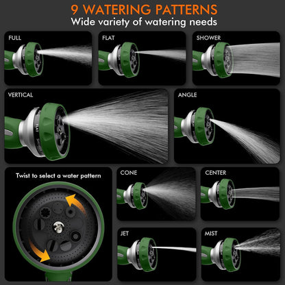 RESTMO Hose Nozzle Heavy Duty, Metal Water Hose Sprayer for Garden | 9 Spray Patterns, High Pressure, Thumb Flow Control, On/Off Valve, Ideal for Outdoor Lawn & Plant, Car & Pet, Black