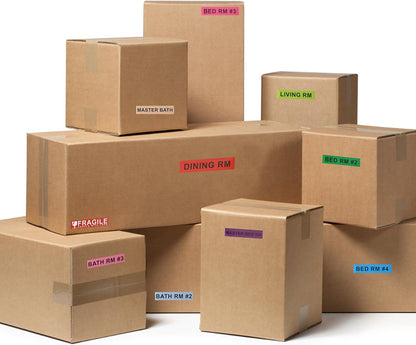 Home Moving Labels for Boxes, 480pcs 4.5"x1" 30 Sheets Removable Strong Adhesive Packing Stickers Fragile & Blank Labels,Pre-Printed Color-Coded Labels for Bedroom Bathroom Home Moving Supplies