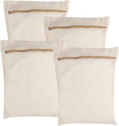 3-piece set extra-large 20×23.6 inch durable organic cotton mesh laundry bags, with sturdy zippers and breathable mesh, perfect for delicate items like underwear, clothes, pants, and socks.