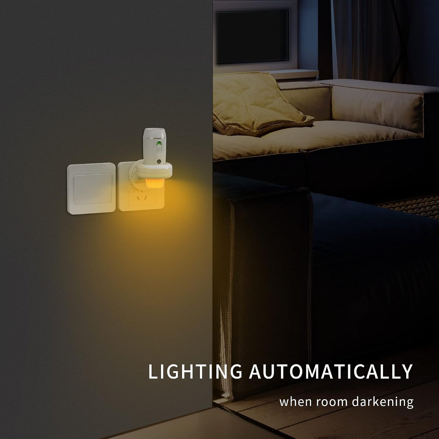 Emergency FlashLight - 3-in-1 LED Power Failure Light, Rechargeable Flashlight, Plug-in Night Light, Multi-Function Flashlights - 2 Pack