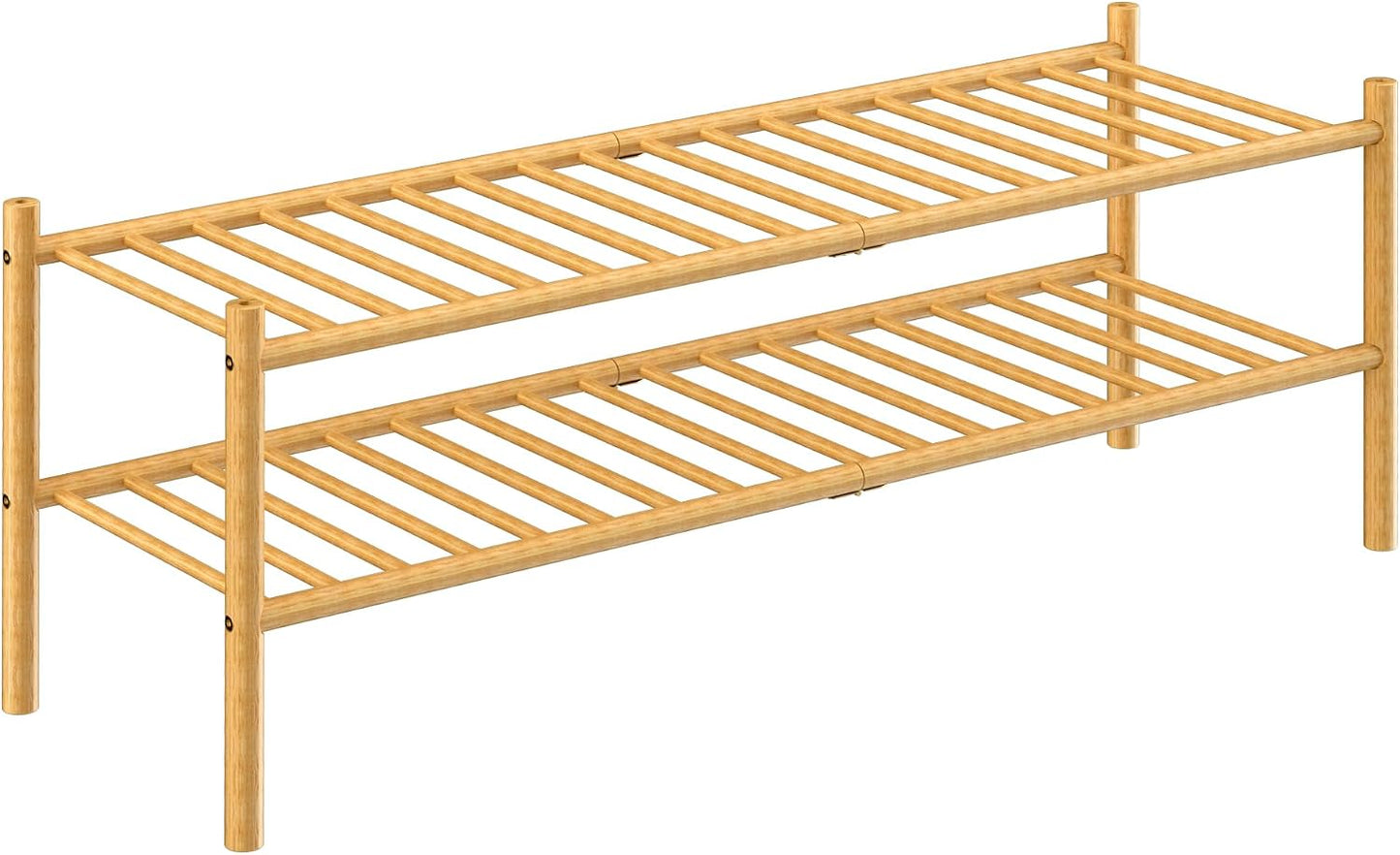 ROMGUAR CRAFT 3 Tier Bamboo Shoe Rack for Closet Free Standing Wood Shoe Shelf Storage Organizer for Entryway Small Space Stackable 27"x11"x20" (Natural)