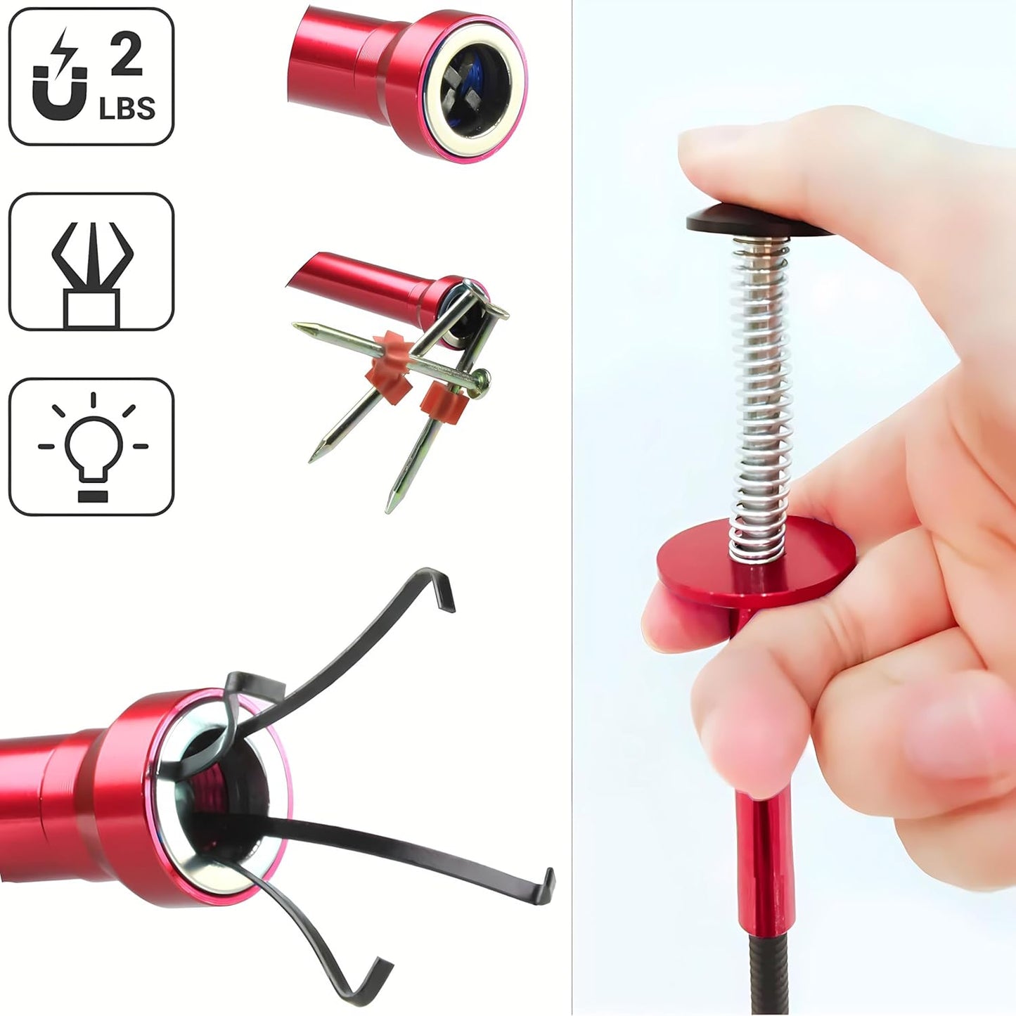 Drain Snake, Drain Clog Remover - Gutter Cleaning Tools Drain Cleaner for Toilet Sewer Shower Kitchen Bathroom Tub Clogged Drains Opener Cleaning Tool, Flexible Grabber Claw Pick Up Reacher (79 inch)
