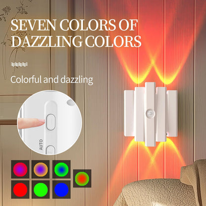 Rechargeable Motion Sensor Night Light, Magnetic RGB Color Changing LED Ambient Lighting, Compact Battery Operated Indoor Wall Light for Hallway, Stairs, Bathroom & Kids Room (USB-C)