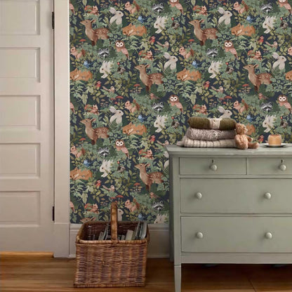 MuralPeel White/Pink/Gold Floral Garden Black Blue Flowers Vintage Peel and Stick Wallpaper Self Adhesive Removable Easy Peel Off Contact Paper Stick on Wall Paper for Bedroom Cabinet Renter Friendly