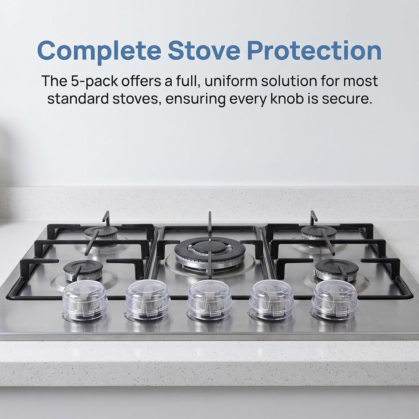 Stove Knob Safety Covers 5 Pack, Oven Knob Covers for Child Safety, Baby Proof Gas Range Control Guards for Toddlers and Pets