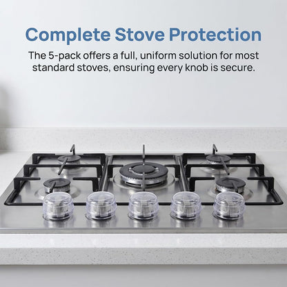 Stove Knob Safety Covers 5 Pack, Oven Knob Covers for Child Safety, Baby Proof Gas Range Control Guards for Toddlers and Pets