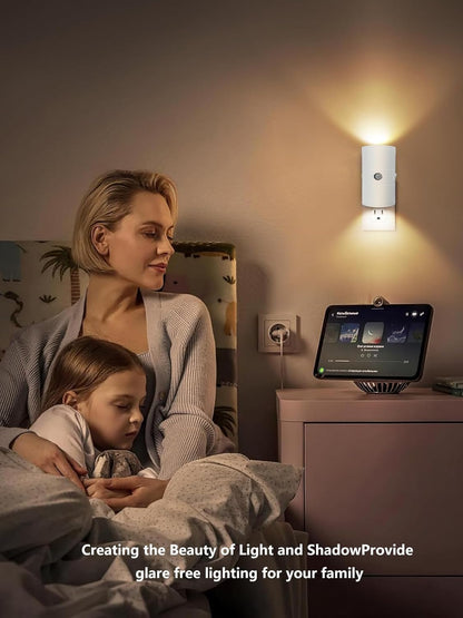 Night Light with Motion Sensor & Dusk to Dawn Sensor, Plug into Wall Night Light with 30-100lm Adjustable Brightness, Motion Activated Night Light, 3000K Warm White for Bedroom Hallway Bathroom Stairs
