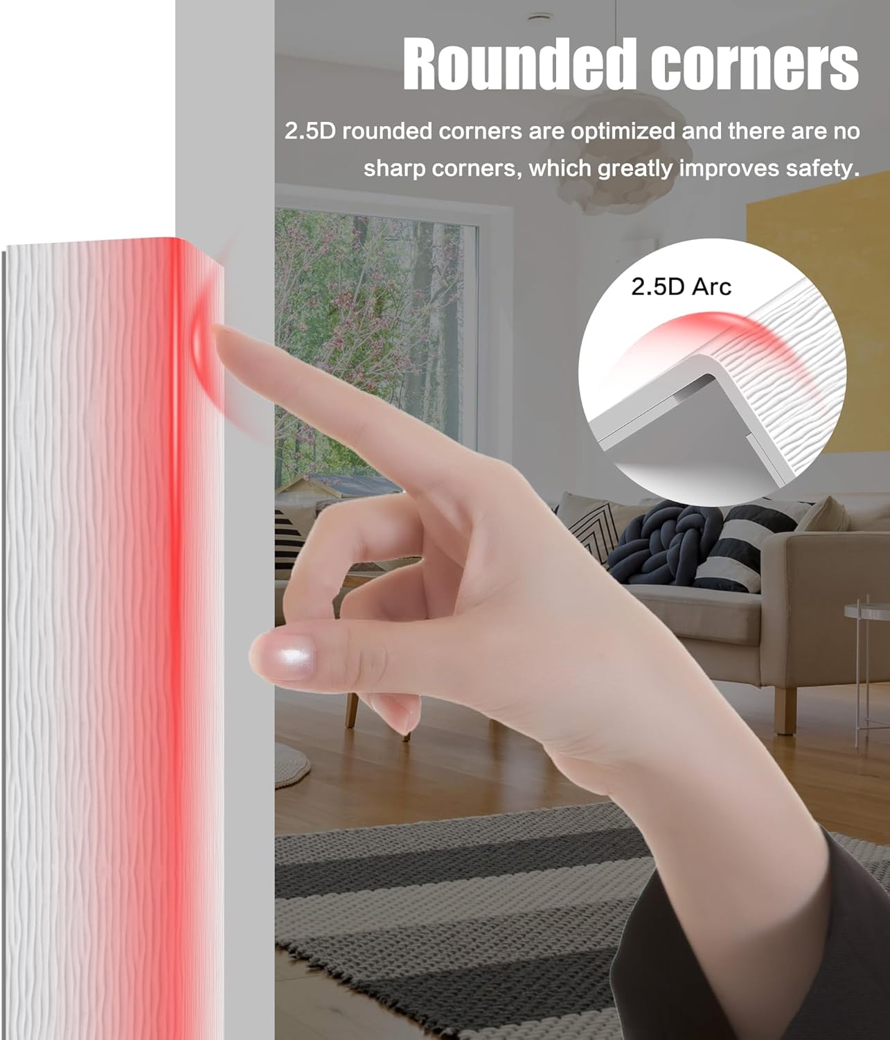 Wall Corner Protector, Walls Edge Protector，Self-Adhesive Wall Corner Guards,PVC Double Side Edge Protector， Furniture Stairs Guard (Gray 2PCS 90cm/35.4in)