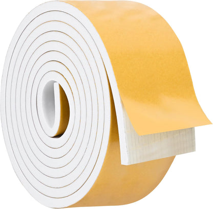 ToLanbbt White Door Window Weather Stripping Self Adhesive Foam Tape High Density Foam Sealing Strip Window Insulation Weatherproof Gasket Tape for Doors and Windows (1/2" W X 1/8" T X 16.5')