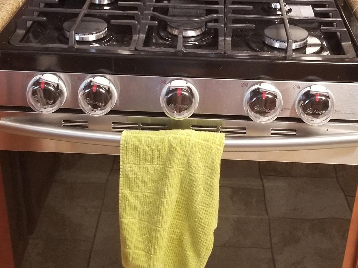 Rocky Mountain Goods Stove Knob Safety Covers for Baby/Kids/Pets - 5 Pack of Heat Proof Covers for Oven/Stove - Clear Universal Knob Covers for Including LG, Samsung, Frigidaire, Bosch, GE, Etc.