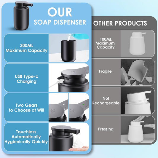 Automatic Soap Dispenser Touchless Foaming: Soap Dispenser Rechargeable for Bathroom