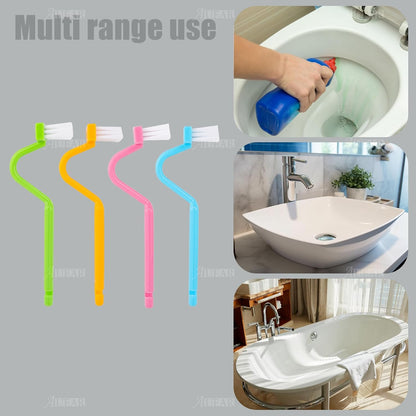 AUEAR, 4 Pack Plastic Curved Small Toilet Brushes Cleaning for Edges Corner Crevices
