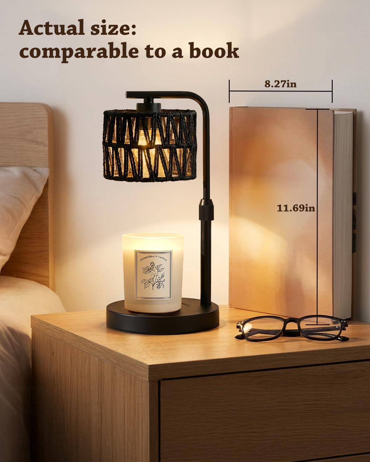 Candle Warmer Lamp with Timer Dimmer, Height Adjustable Modern Farmhouse Candle Warmer, Electric Candle Lamp Warmer with 2 Bulbs, Birthday Gifts for Women Mom, Gift for Home Decor