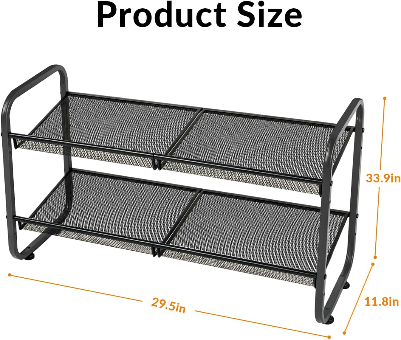 4 Tiers Metal Shoe Rack for Entryway Closet Hallway Bedroom Garage | Shoe Storage Organizer, Mesh Shoe Shelves, Freestanding, Stackable, Adjustable, Rustproof Black