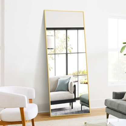 TRAHOME Full Length Floor Mirror 56"x15", Standing Mirror with Aluminum Frame, Large Body Mirror for Bedroom, Living Room and Bathroom, Black