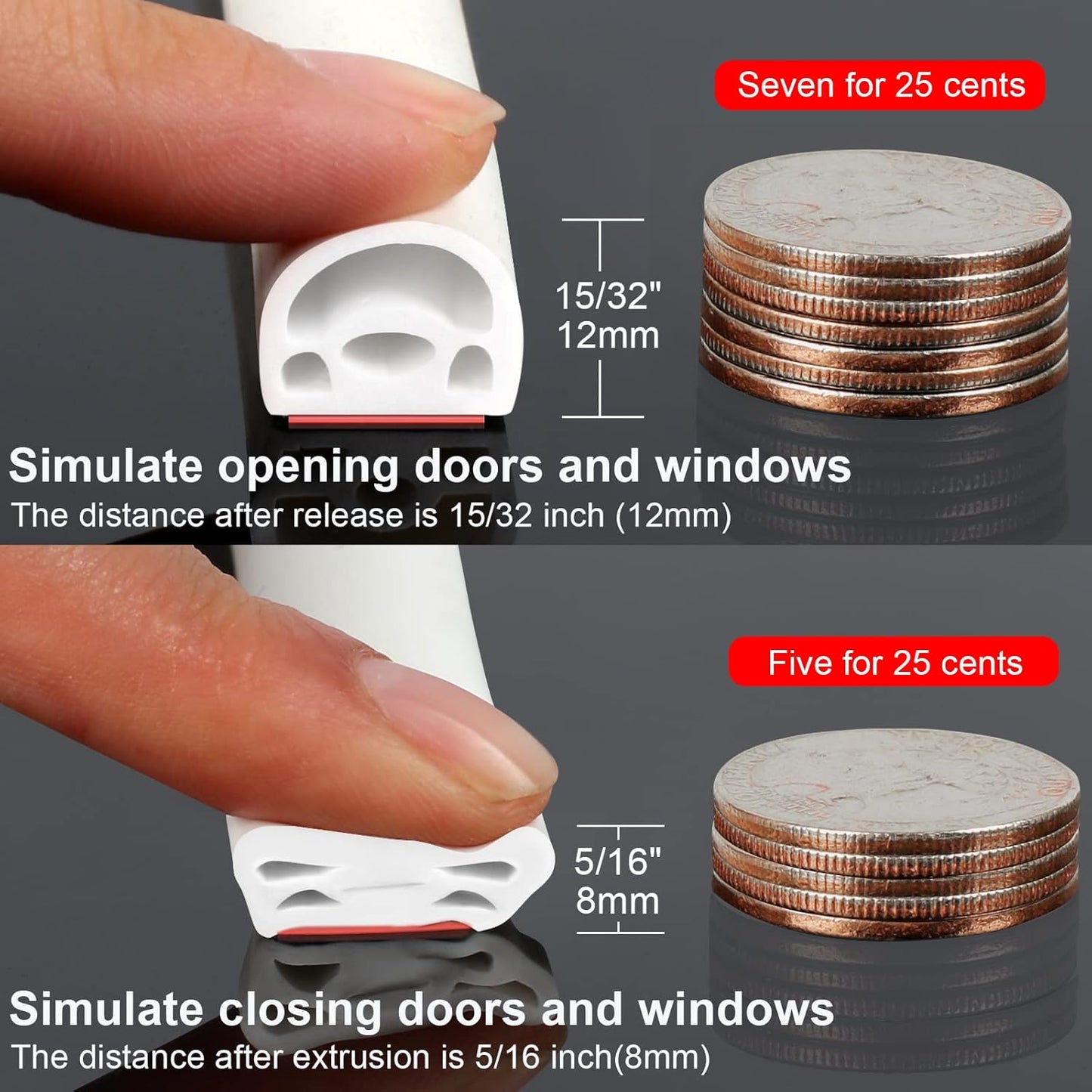 [New Upgrade] 19.7Ft Silicone Door Weather Stripping Door Seal Strip for Doors & Windows, Multi-Layer Soundproof Chamber Design, Self-Adhesive, Seal Large Gaps, Easy to Cut & Install