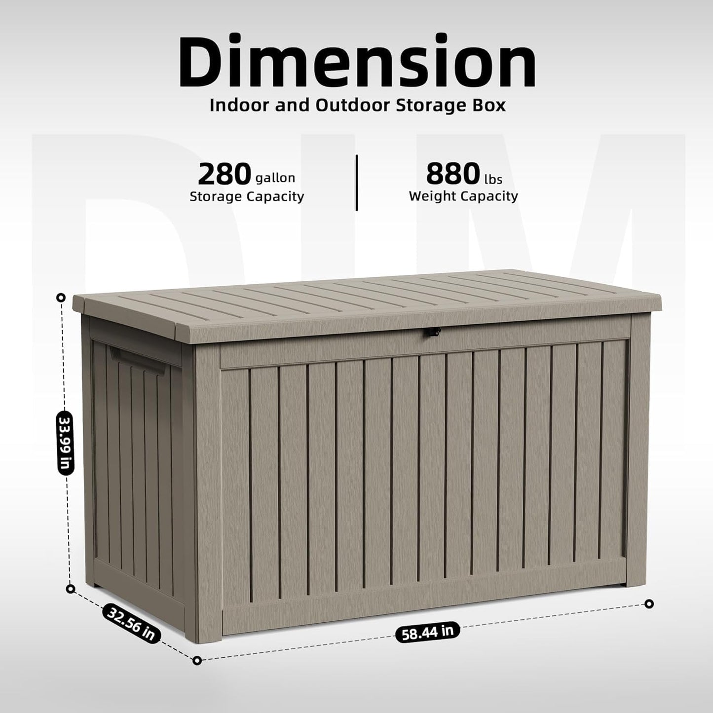 320 Gallon Waterproof Outdoor Storage Box, UV Resistant Resin Deck Box with Hydraulic Rod for Reinforced Stability, Perfect for Patio, Garden, and Pool（Black，320 Gallon）