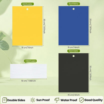 Qualirey 150 Pcs 6x8 Inch Yellow Sticky Traps for Gnats, Dual-Sided Sticky Gnat Traps for Indoor Outdoor Plants, Pest Control for Fungus Gnats, Fruit Flies, Whiteflies – Bulk Pack with Twist Ties