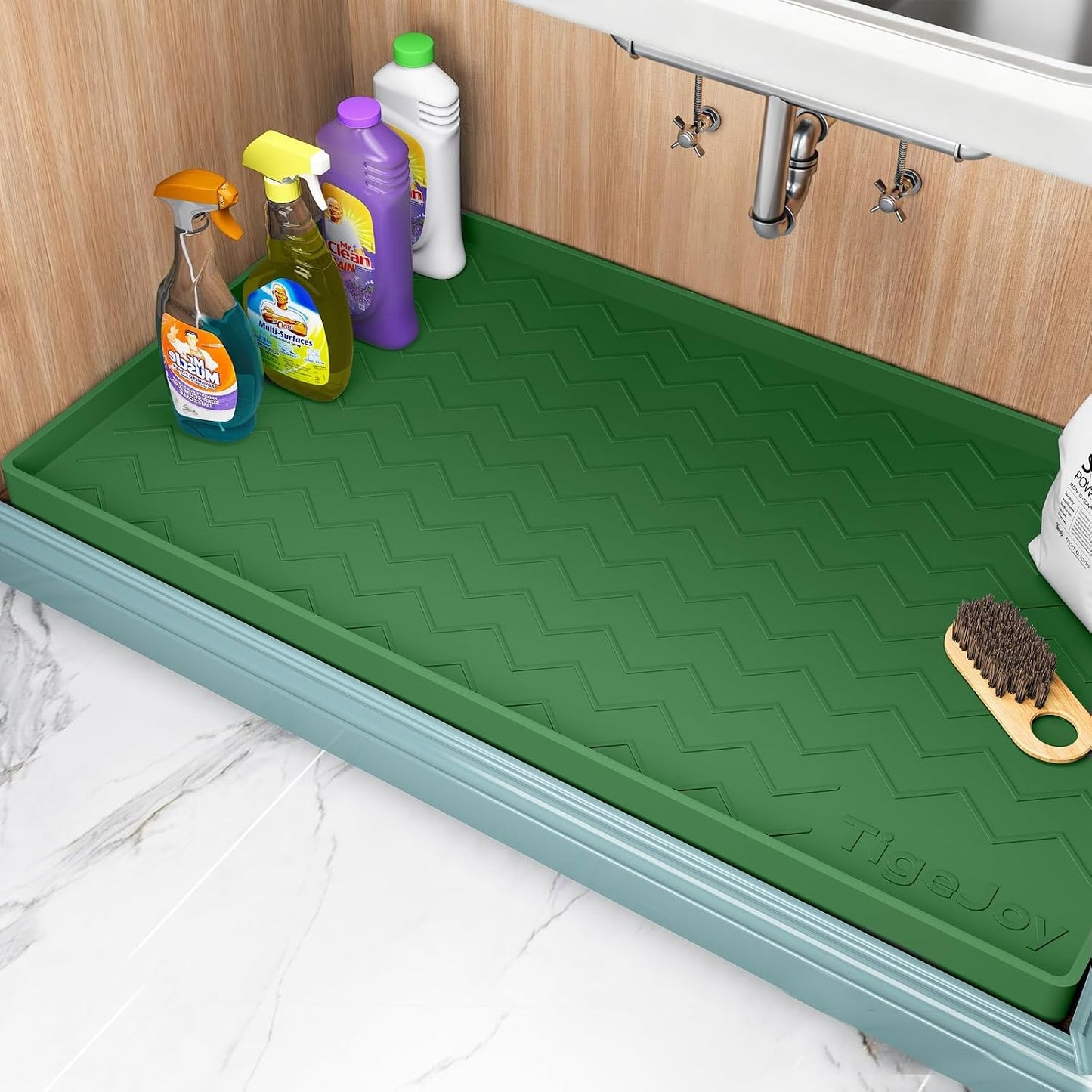 TigeJoy 28" x 19" Under Sink Mats for Kitchen Waterproof, Leak-Proof Silicone Mat Sink Protector and Cabinet Liner, Kitchen Essentials Organizer and Storage, Boot or Shoe Tray, Pet Feeding Mat